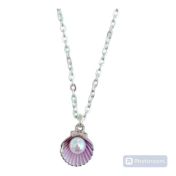 Bella pink pearl seashell handcrafted silver plated charm necklace - Picture 1 of 3